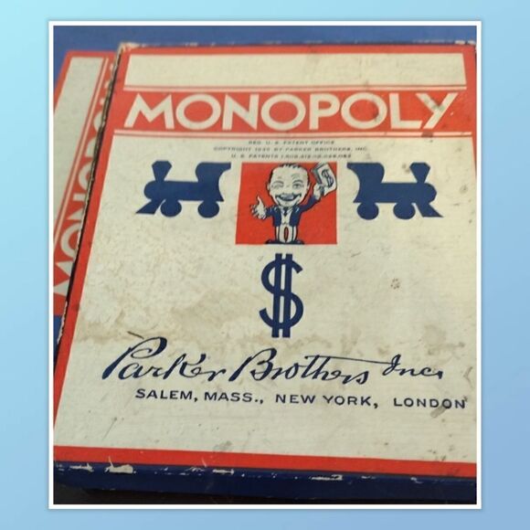 Monopoly 1937 Vintage Board Game Blue Box Parker Brothers Wood Pieces Complete W - Picture 3 of 9